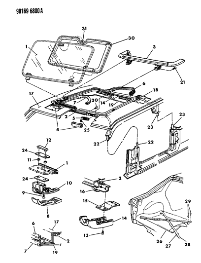 1990 Chrysler LeBaron GTC Sunroof Diagram