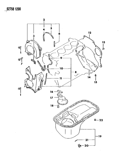 1992 Dodge Colt Gasket-Timing Cover Diagram for MD191946