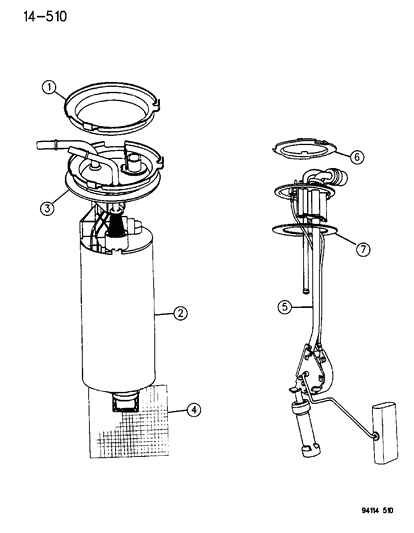1994 Chrysler LeBaron GTC Fuel Pump & Level Unit Diagram