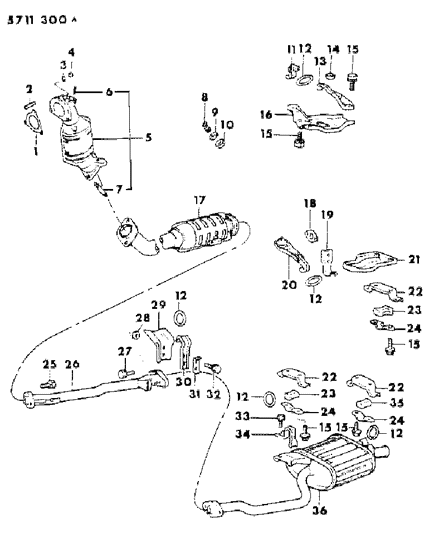 1985 Dodge Conquest Exhaust System Diagram