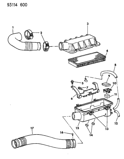 1993 Chrysler LeBaron GTC Air Cleaner Diagram 2
