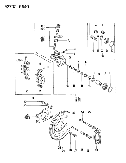 1993 Dodge Colt Bolt Rear Brake Diagram for MB534413