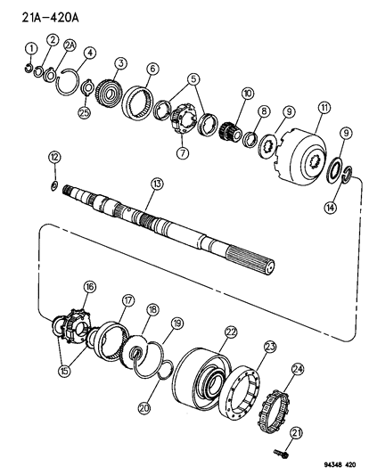 1996 Dodge Ram Van Gear Train & Output Shaft Diagram 1