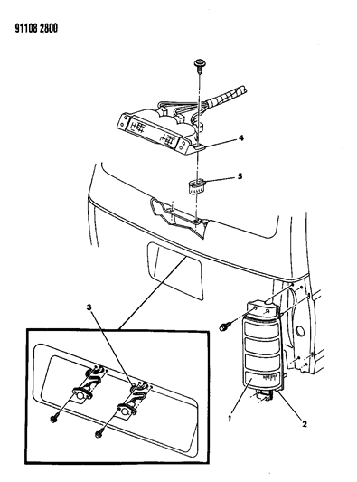 1991 Dodge Grand Caravan Lamps & Wiring - Rear Diagram