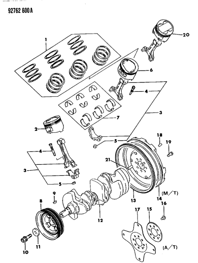 1994 Dodge Stealth Piston & Pin Asm LH Diagram for MD152563