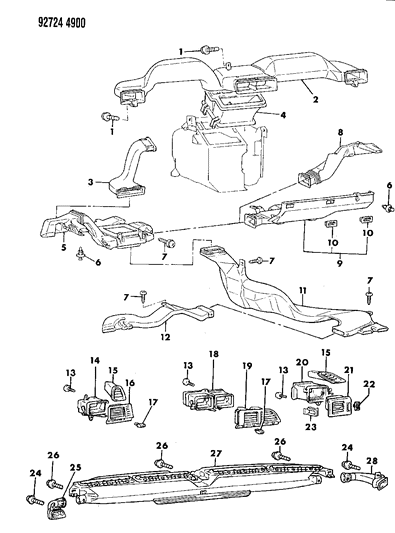 1992 Dodge Colt Air Ducts & Outlets Diagram