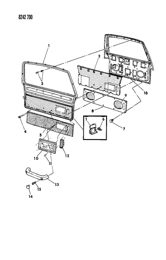 1988 Dodge Grand Caravan Lift Gate Trim Diagram