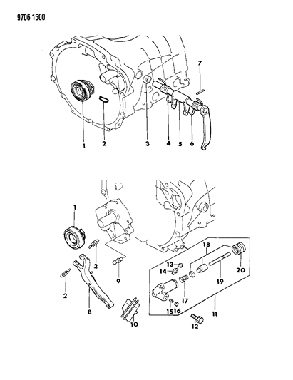 1989 Dodge Raider Controls, Clutch Diagram 1