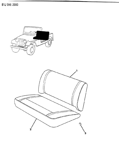 1986 Jeep Wrangler Covers, Rear Seat Upholstery With Fold And Tumble Seat Diagram