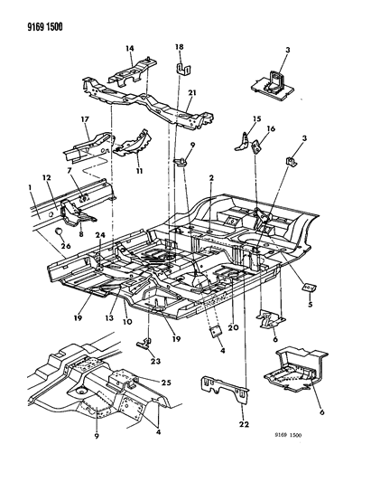 1989 Dodge Shadow Floor Pan Front Diagram