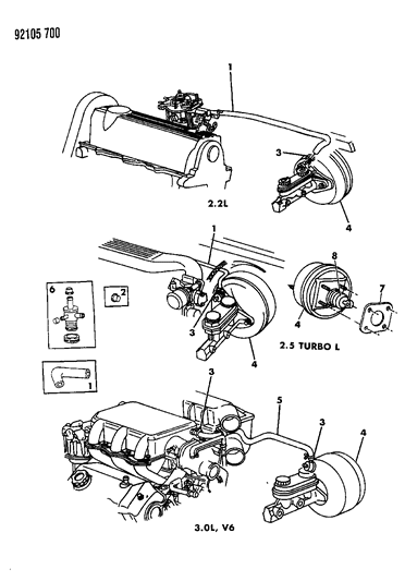 1992 Dodge Spirit Booster, Power Brake Diagram