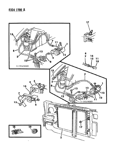 1987 Dodge Ram Wagon Plumbing - A/C & Heater Diagram