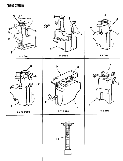 1990 Chrysler Town & Country Coolant Reserve Tank Diagram