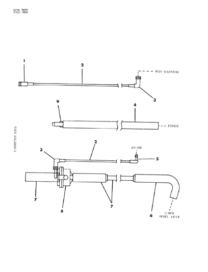 1985 Dodge Diplomat Vapor Canister Hose Harness Diagram 6