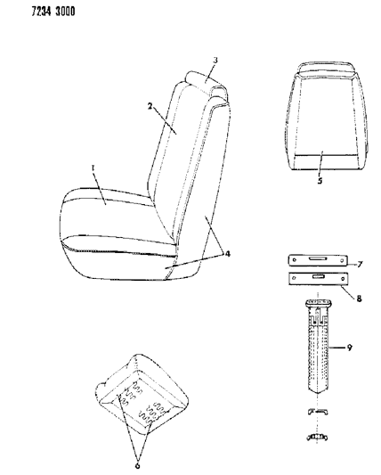 1987 Chrysler LeBaron Base Front Seat Diagram 4