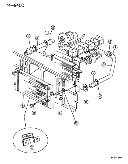 1995 Dodge Ram 1500 Air Intake & Charge Air Cooler System Diagram