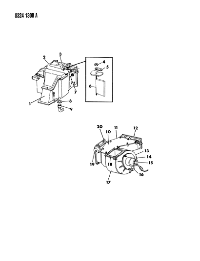 1988 Dodge Ram Van Air Conditioner & Heater Unit Diagram