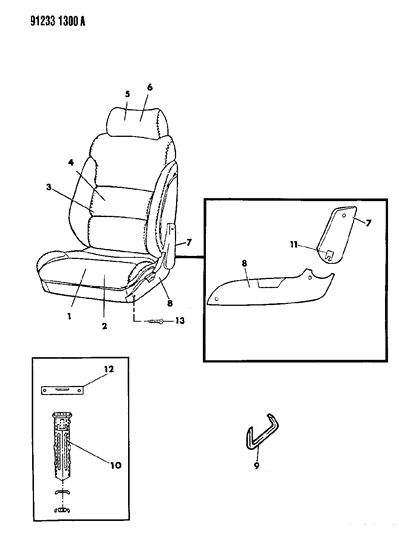 1991 Chrysler LeBaron Front Seat Diagram 2