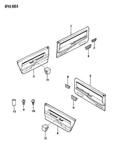 1991 Dodge Monaco Panels - Door Trim Diagram 1