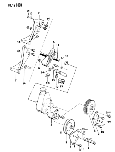1986 Jeep Comanche Pump Mounting - Power Steering Diagram 2