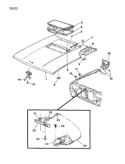 1985 Chrysler Laser Hood Diagram