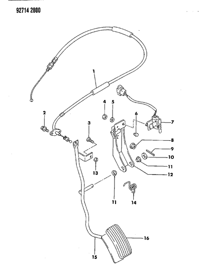 1992 Dodge Colt Pedal-Accelerator Pedal Diagram for MB181266