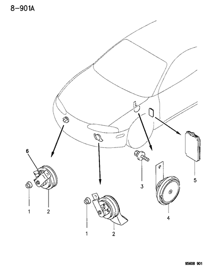 1996 Chrysler Sebring Horn Diagram for MR339663