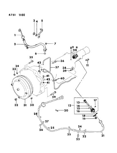 1984 Chrysler Conquest Cable SPEEDOMETER Diagram for MB183886