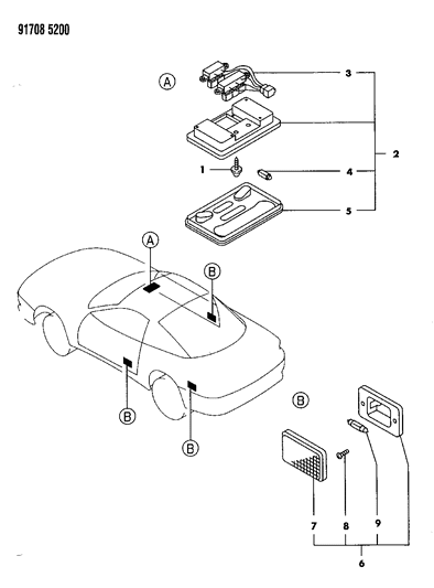1991 Dodge Stealth Lamp - Dome Diagram