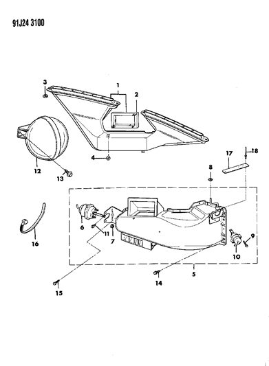 1991 Jeep Grand Wagoneer Air Duct, Heating And Defrosting Diagram