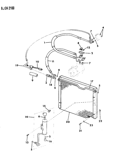 1987 Jeep Cherokee Receiver/Drier, Condenser & Hoses Diagram 5