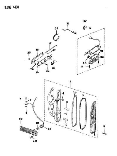 1988 Jeep J10 Lamps - Rear Diagram