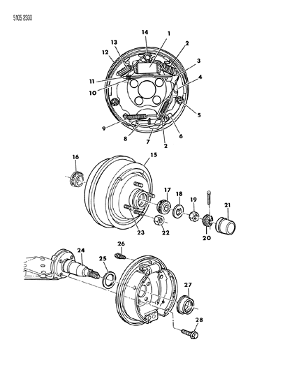 1985 Dodge Caravan Brakes Rear And Wheel Bearings Diagram