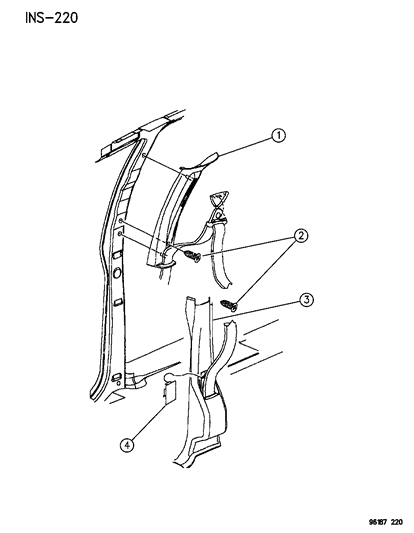 1996 Chrysler Town & Country B Pillar Trim Diagram