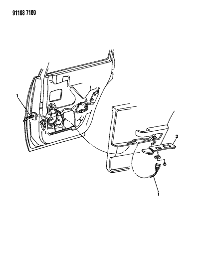 1991 Dodge Dynasty Wiring & Switches - Rear Door Diagram