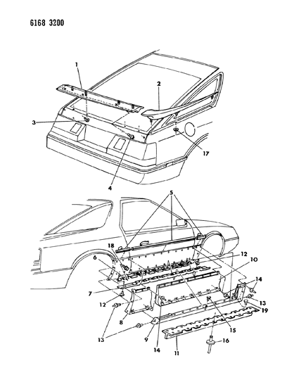 1986 Dodge Daytona Ground Effects Package - Exterior View Diagram 2