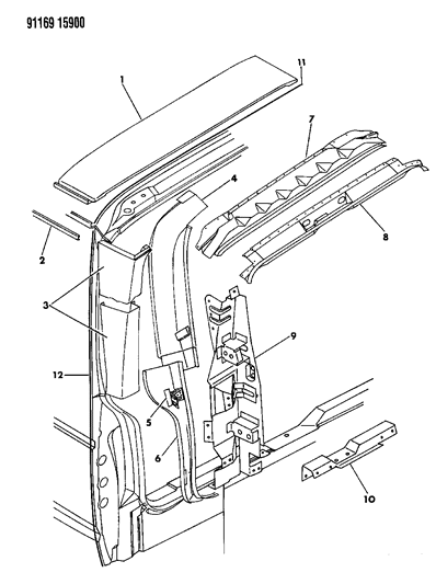 1991 Chrysler Town & Country Panel & Extension Diagram