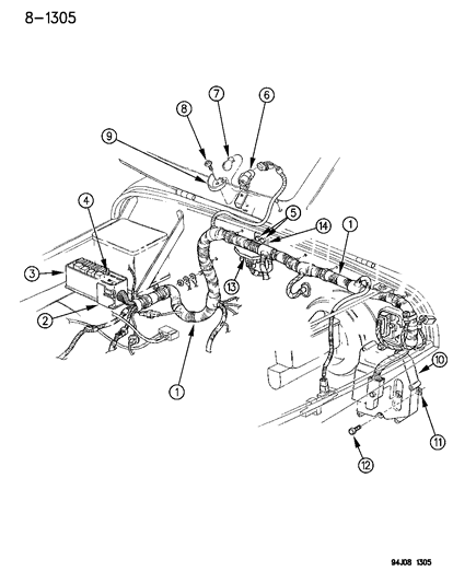 1995 Jeep Wrangler Cover-Power Distribution Center Diagram for 56017145