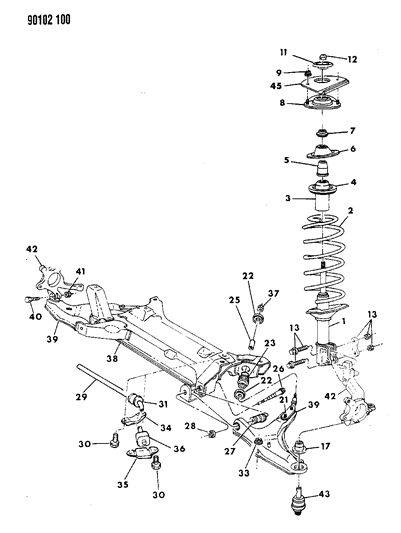 1990 Dodge Omni Suspension - Front Diagram