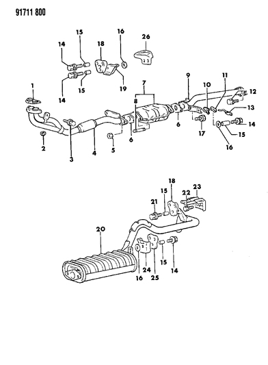 1991 Dodge Ram 50 Exhaust System Diagram 1