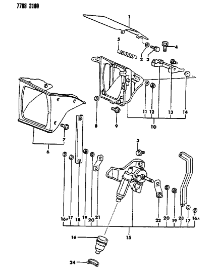 1988 Chrysler Conquest Lamps - Concealed Front Diagram