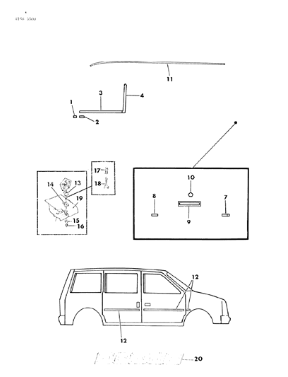 1984 Dodge Caravan Mouldings & Ornamentation - Exterior View Diagram 2