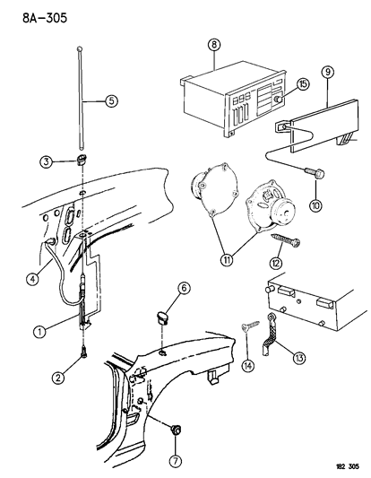 1996 Dodge Neon Mast-Antenna Black FLUTED Diagram for 4793629