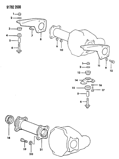 1991 Dodge Ram 50 Mounts & Axle Housing, Front Differential Diagram