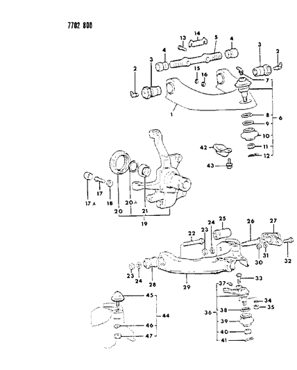 1987 Dodge Raider Suspension - Front Diagram 1