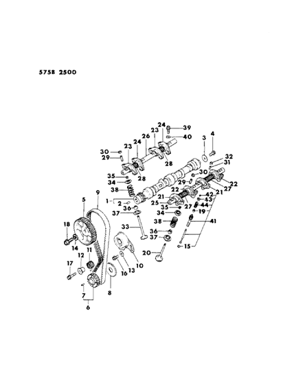 1986 Chrysler Conquest Camshaft & Valves Diagram 1