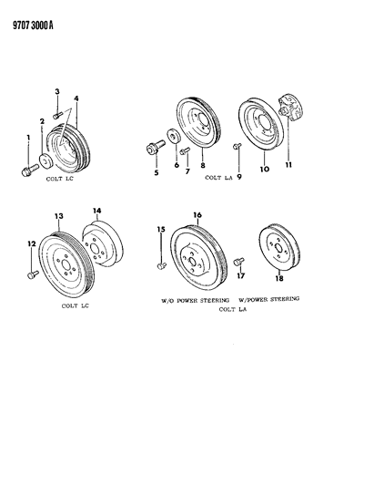1989 Dodge Colt PULLEY Water Pump Diagram for MD124049