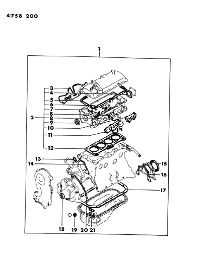 1984 Dodge Colt Engine Gasket Sets Diagram