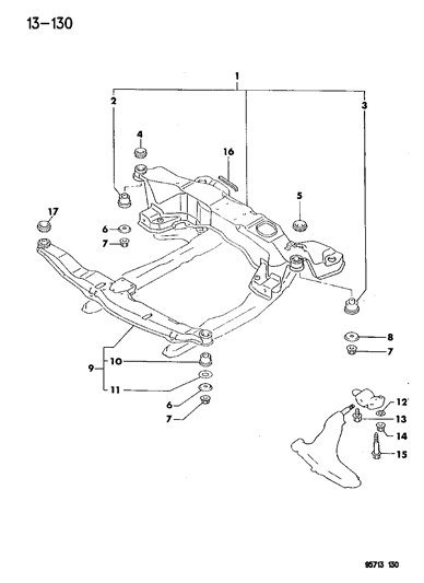 1996 Dodge Stealth Frame & Crossmember, Front Diagram