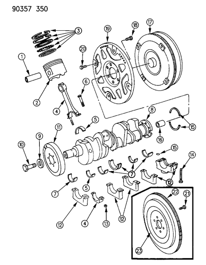 1993 Dodge Ram Van Crankshaft , Pistons And Torque Converter Diagram 2